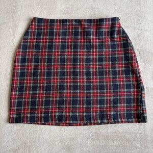 SHEIN Navy and Red Plaid Mini Skirt
